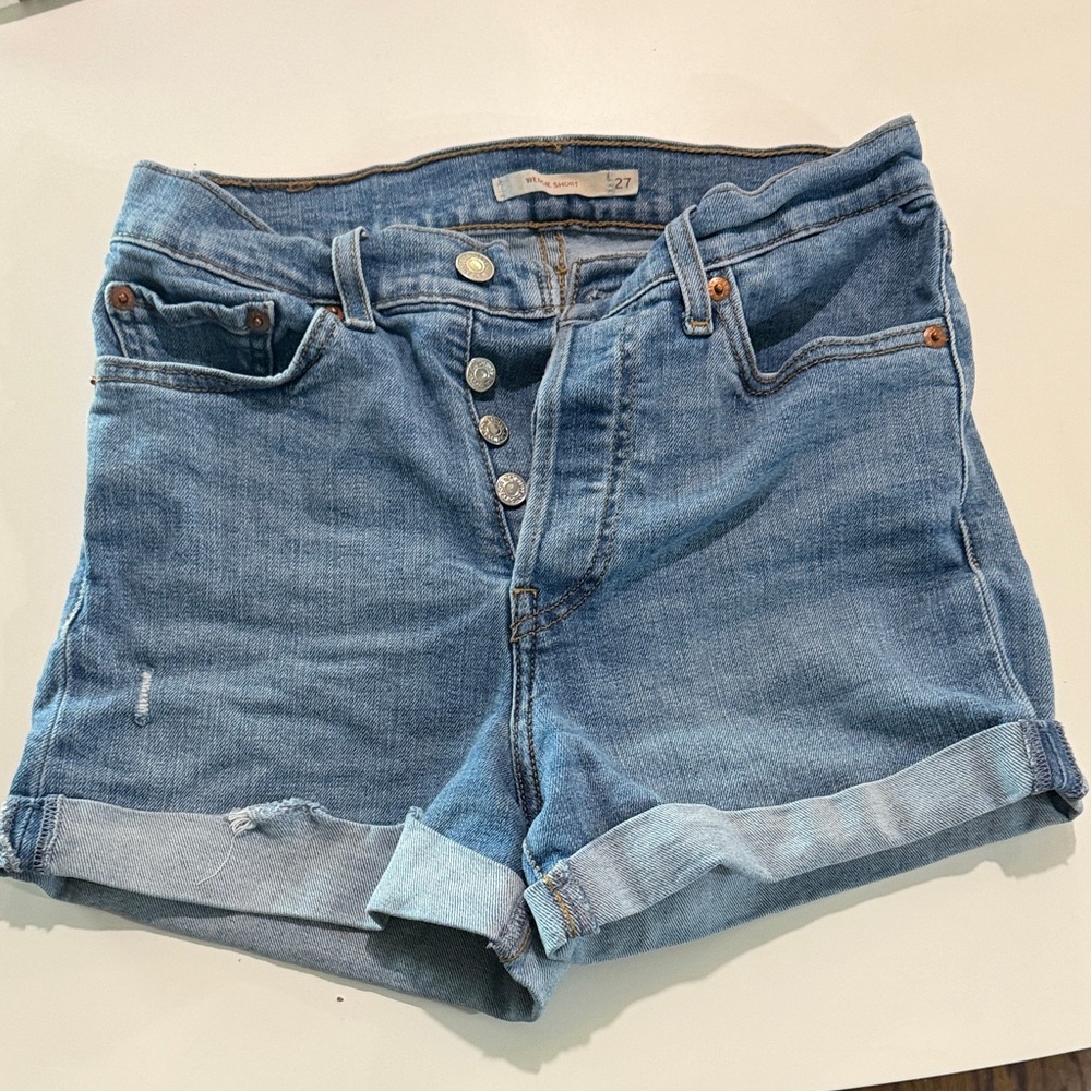 Levi's Light Blue Button-Fly Denim Shorts